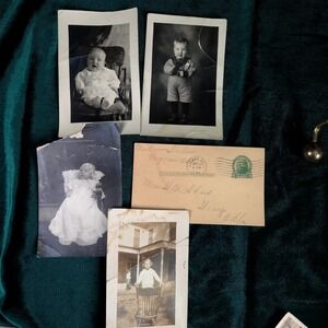 Lot of 5 Vintage Children Baby Photos Postcards 1939 Postmark RPPC